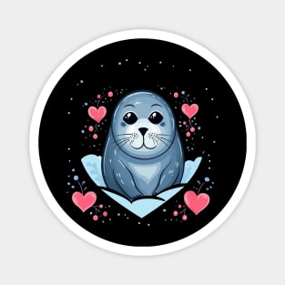 Harp Seal Valentine Day Magnet